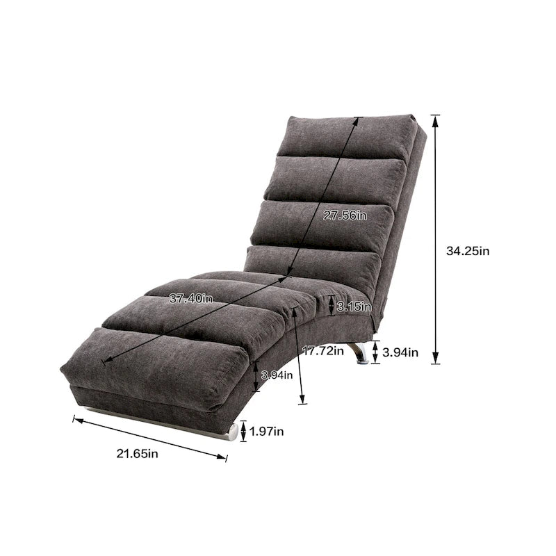 Sillón Chaise Lounge de Lino para Interiores, Tumbona Larga Moderna para Oficina o Sala de Estar