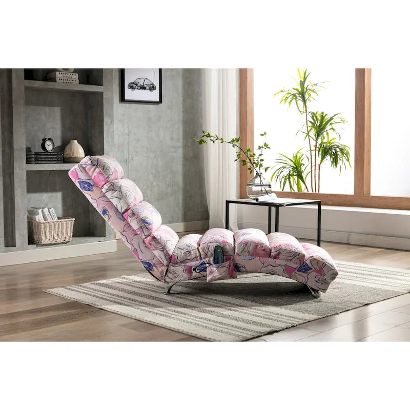 Sillón Chaise Lounge de Lino para Interiores, Tumbona Larga Moderna para Oficina o Sala de Estar