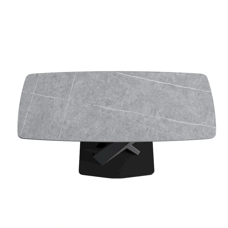 Mesa de Comedor de 71 Pulgadas con Tapa de Piedra Sinterizada y Patas de Metal