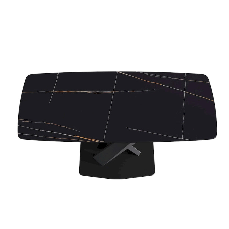 Mesa de Comedor de 71 Pulgadas con Tapa de Piedra Sinterizada y Patas de Metal
