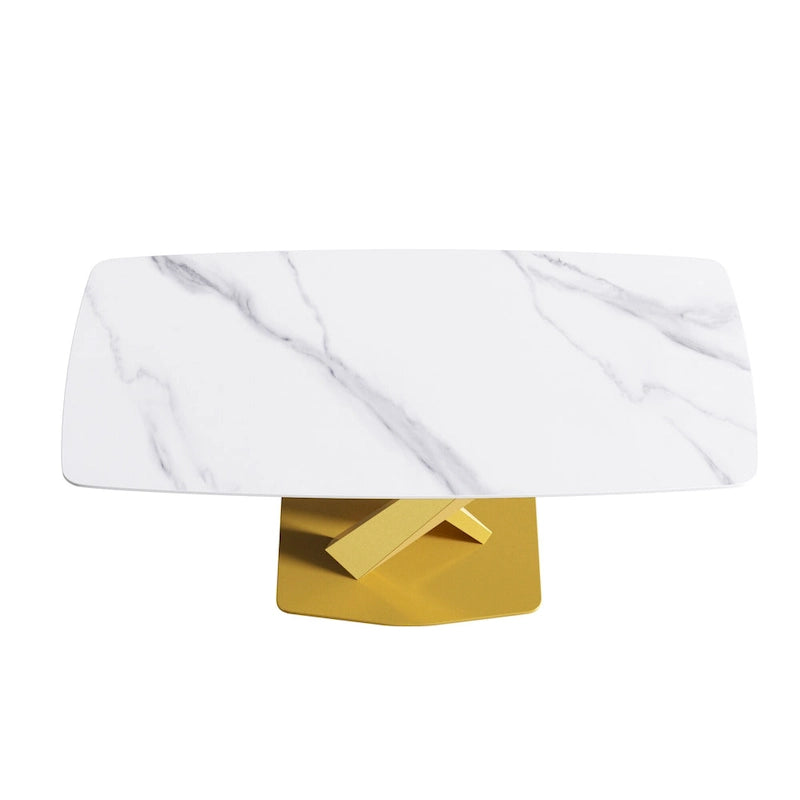 Mesa de Comedor de 71 Pulgadas con Tapa de Piedra Sinterizada y Patas de Metal
