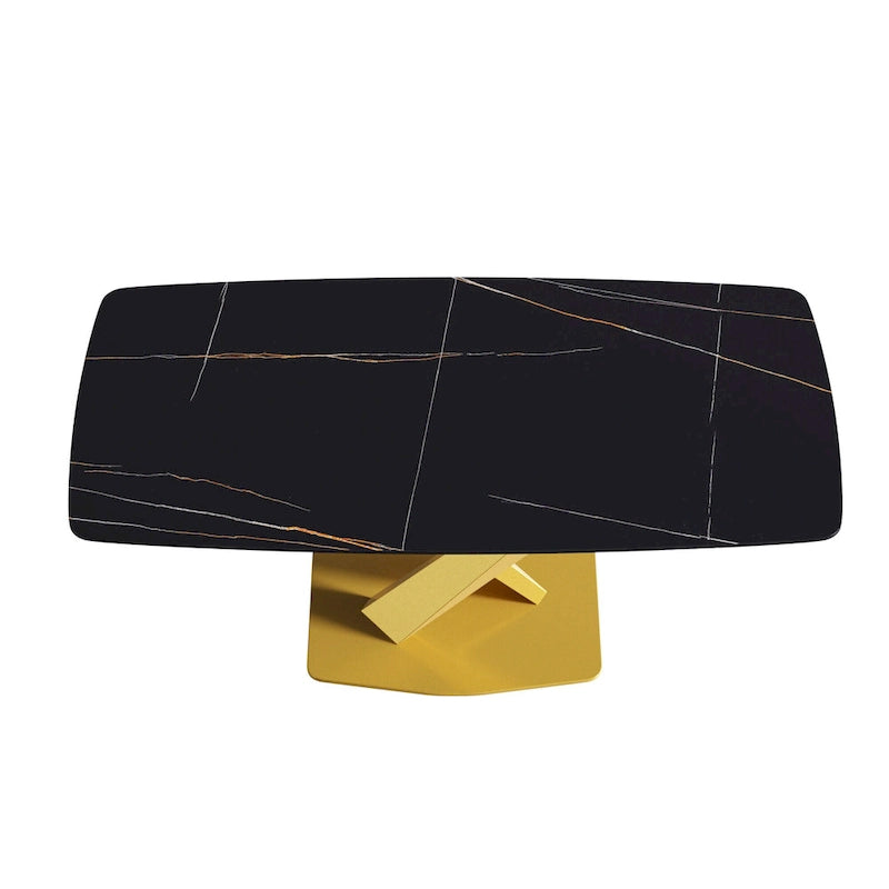 Mesa de Comedor de 71 Pulgadas con Tapa de Piedra Sinterizada y Patas de Metal