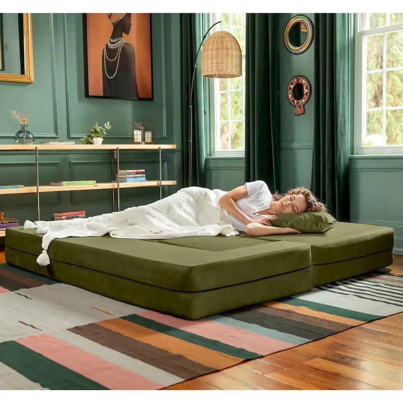 Sofá cama convertible California King con otomanas