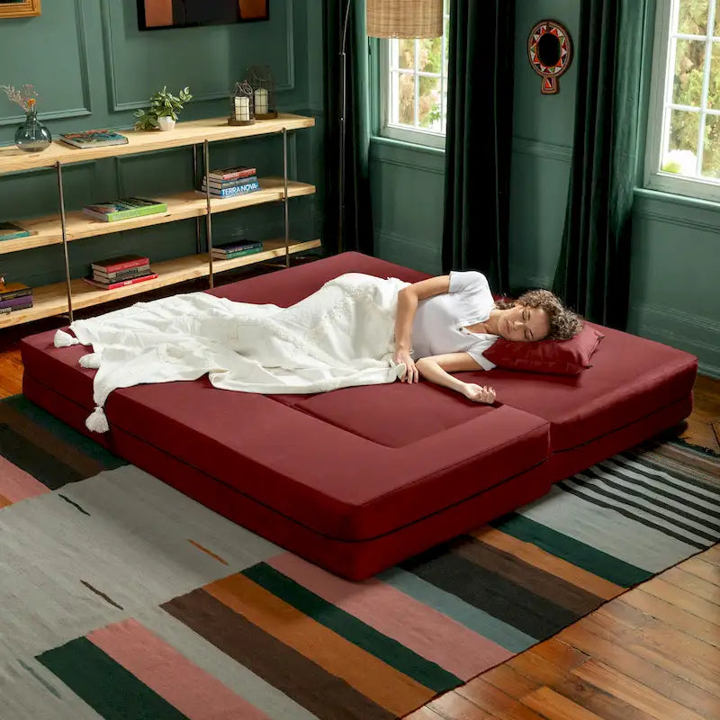 Sofá cama convertible California King con otomanas