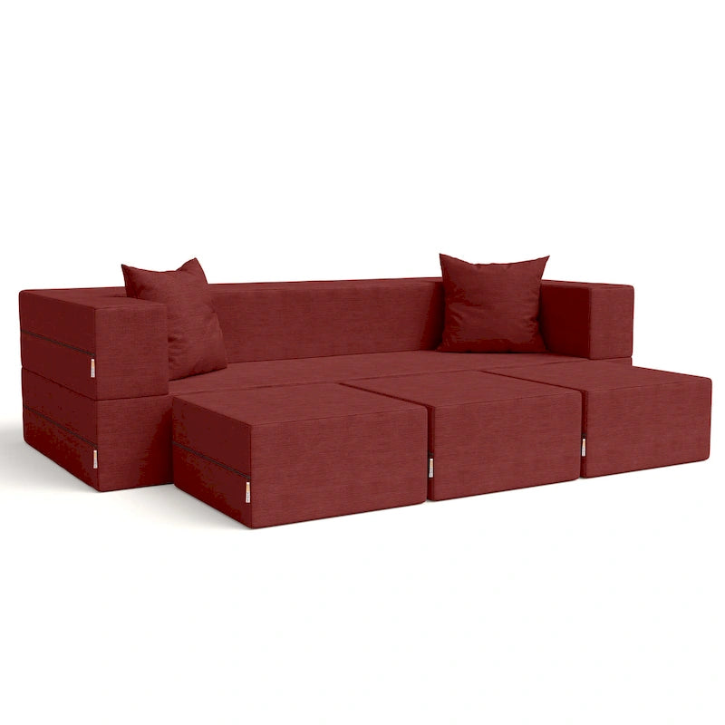Sofá cama convertible California King con otomanas