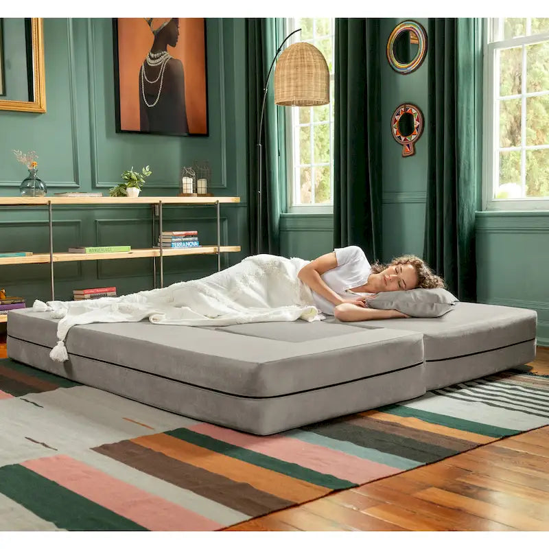Sofá cama convertible California King con otomanas