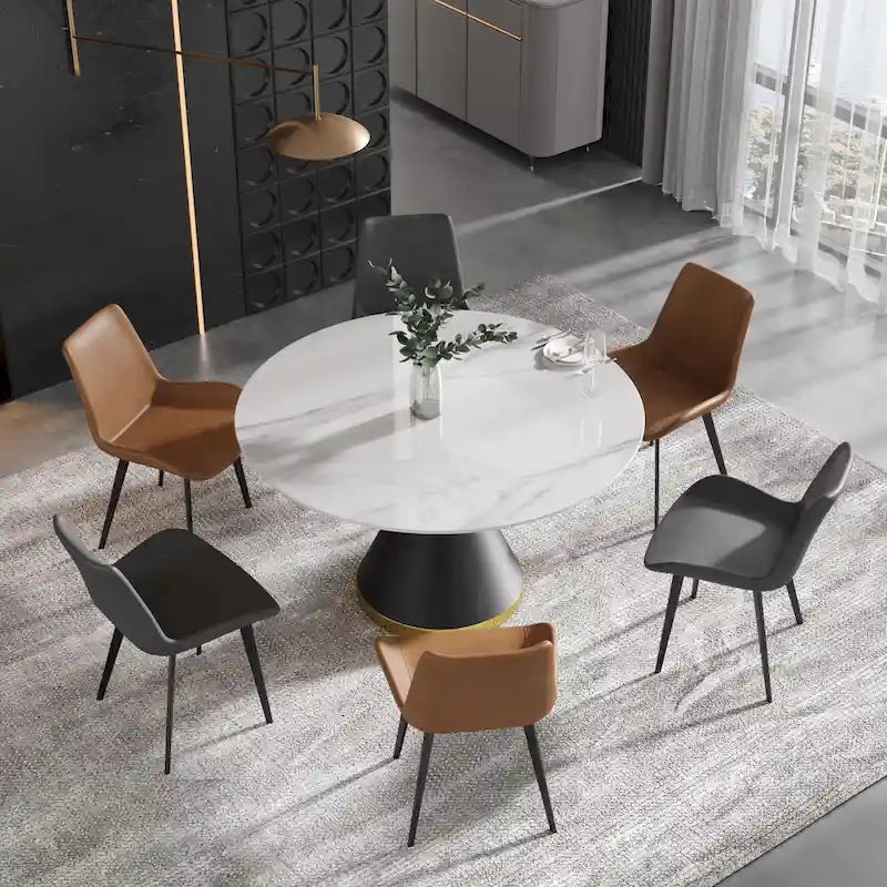 Sillas de comedor tapizadas con patas de metal, juego de 2 o 4