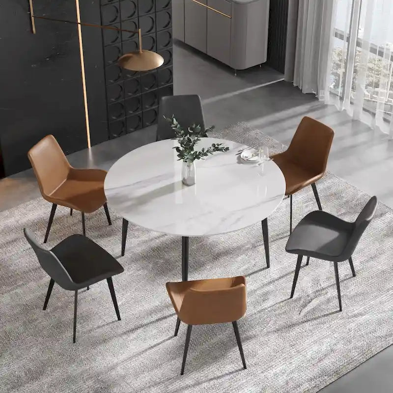 Sillas de comedor tapizadas con patas de metal, juego de 2 o 4