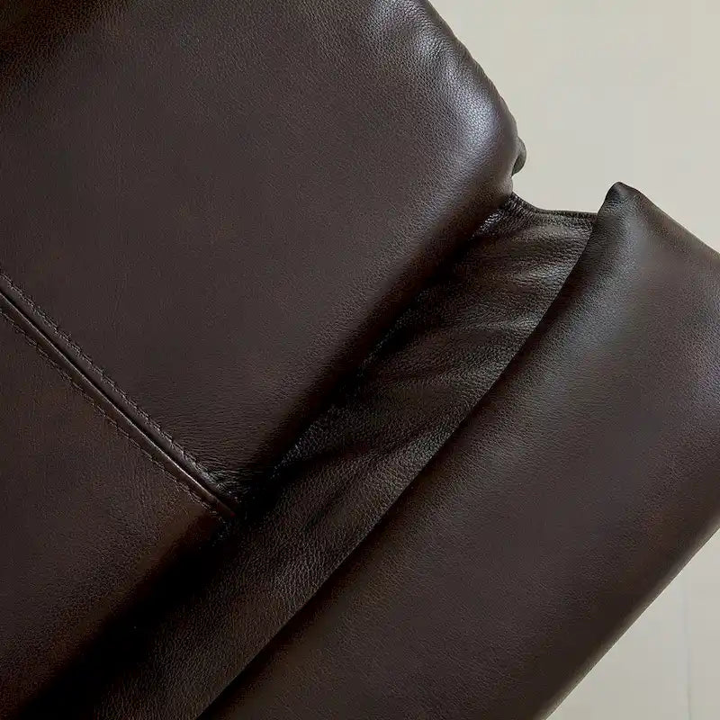 Sillón Reclinable Eléctrico de Gravedad Cero de Cuero Genuino con Reposacabezas Ajustable y Carga USB