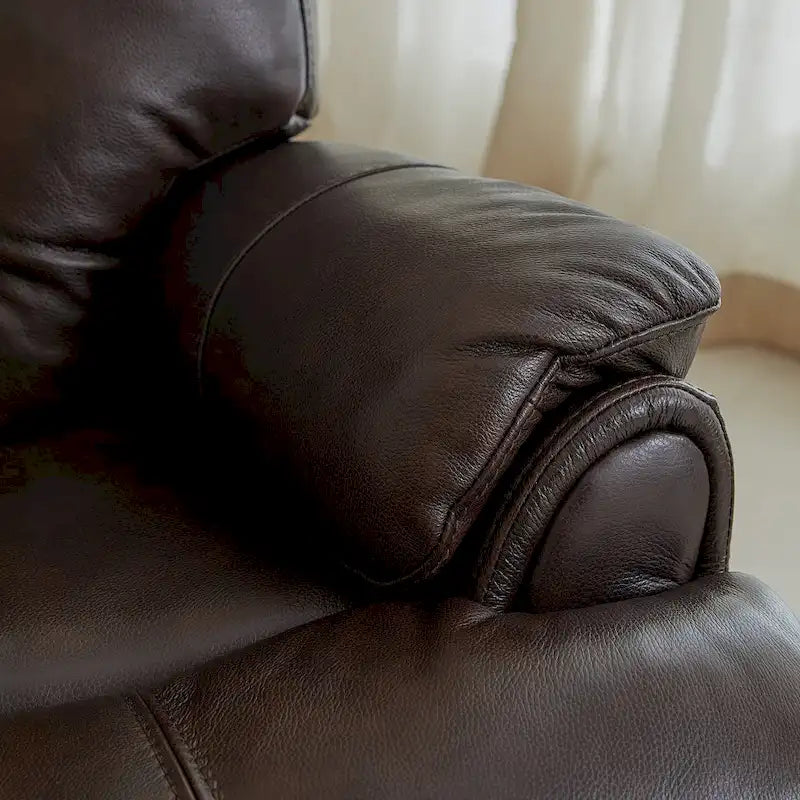 Sillón Reclinable Eléctrico de Gravedad Cero de Cuero Genuino con Reposacabezas Ajustable y Carga USB