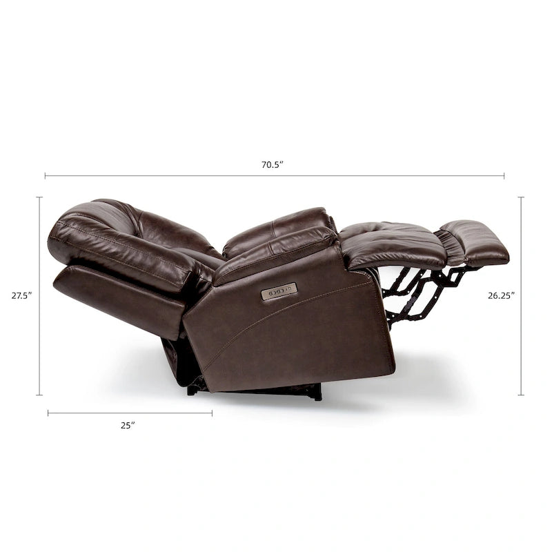 Sillón Reclinable Eléctrico de Gravedad Cero de Cuero Genuino con Reposacabezas Ajustable y Carga USB