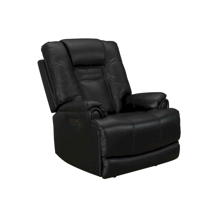 Sillón Reclinable Eléctrico de Gravedad Cero de Cuero Genuino con Reposacabezas Ajustable y Carga USB