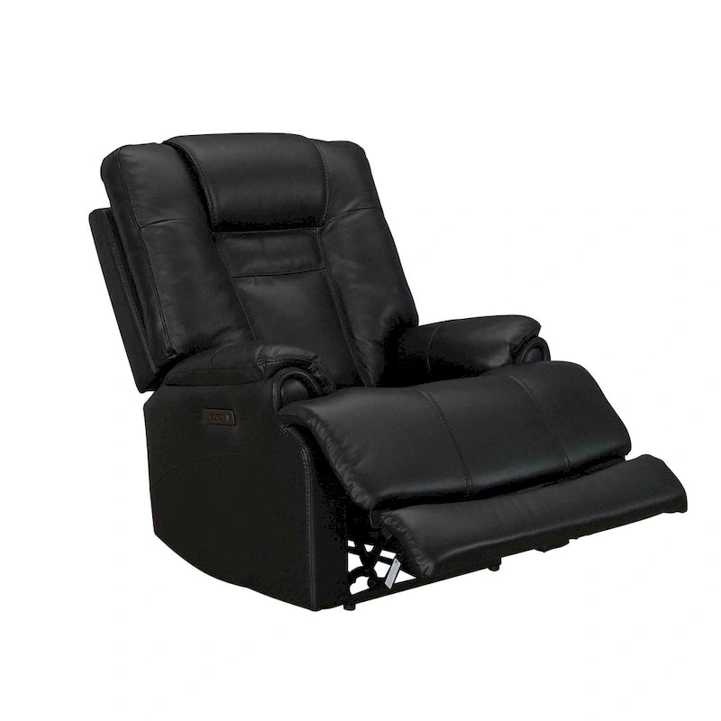 Sillón Reclinable Eléctrico de Gravedad Cero de Cuero Genuino con Reposacabezas Ajustable y Carga USB
