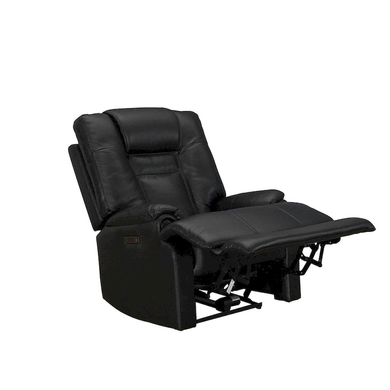 Sillón Reclinable Eléctrico de Gravedad Cero de Cuero Genuino con Reposacabezas Ajustable y Carga USB