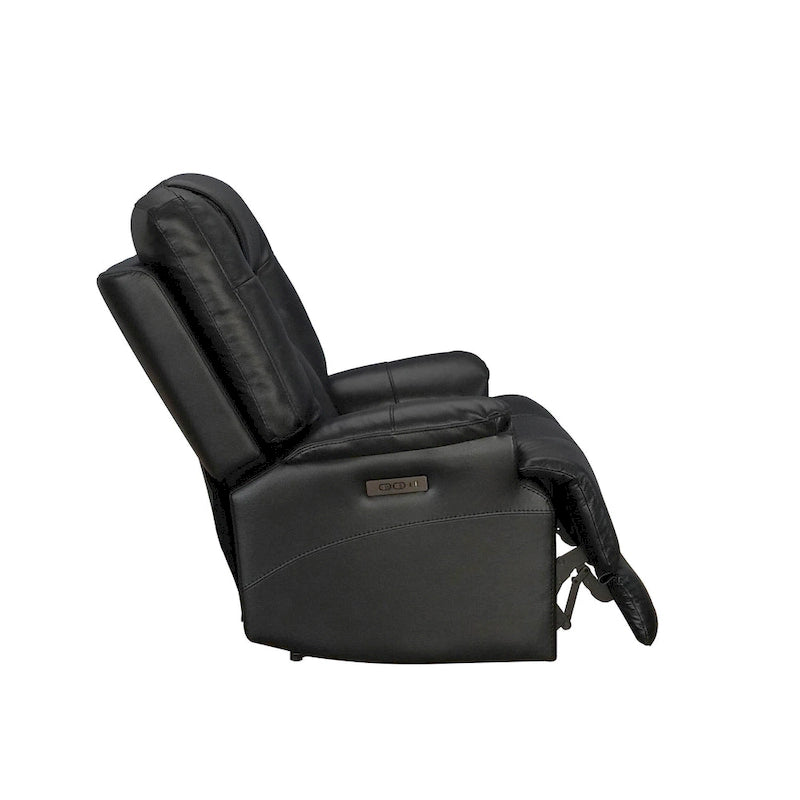 Sillón Reclinable Eléctrico de Gravedad Cero de Cuero Genuino con Reposacabezas Ajustable y Carga USB