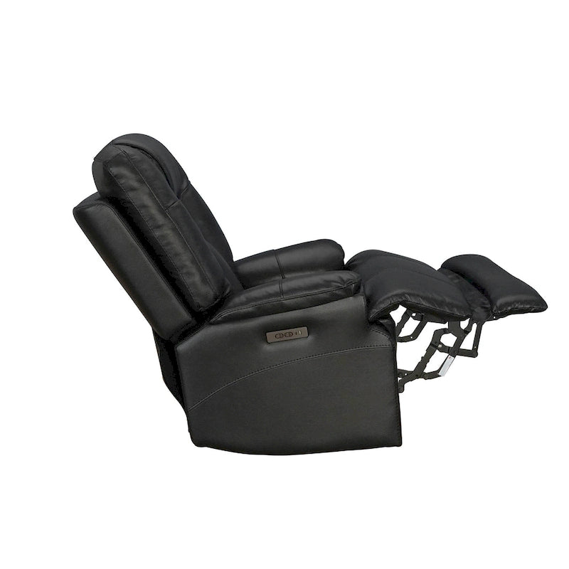 Sillón Reclinable Eléctrico de Gravedad Cero de Cuero Genuino con Reposacabezas Ajustable y Carga USB