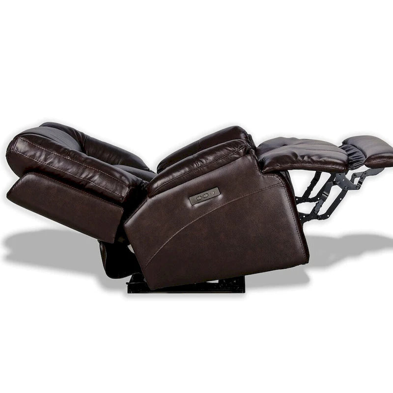 Sillón Reclinable Eléctrico de Gravedad Cero de Cuero Genuino con Reposacabezas Ajustable y Carga USB