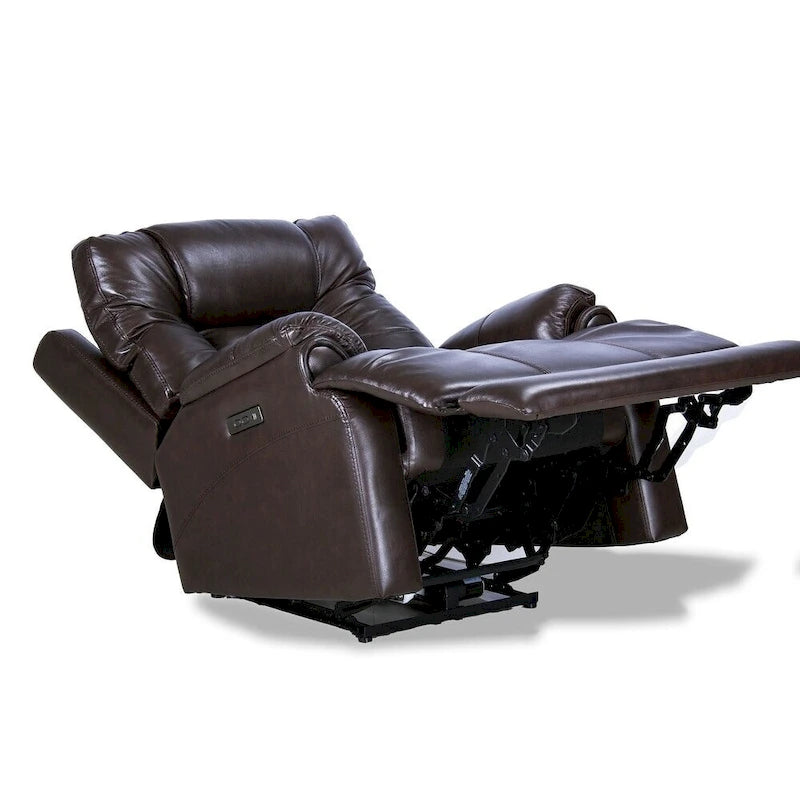 Sillón Reclinable Eléctrico de Gravedad Cero de Cuero Genuino con Reposacabezas Ajustable y Carga USB