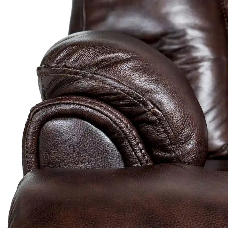 Sillón Reclinable Eléctrico de Gravedad Cero de Cuero Genuino con Reposacabezas Ajustable y Carga USB