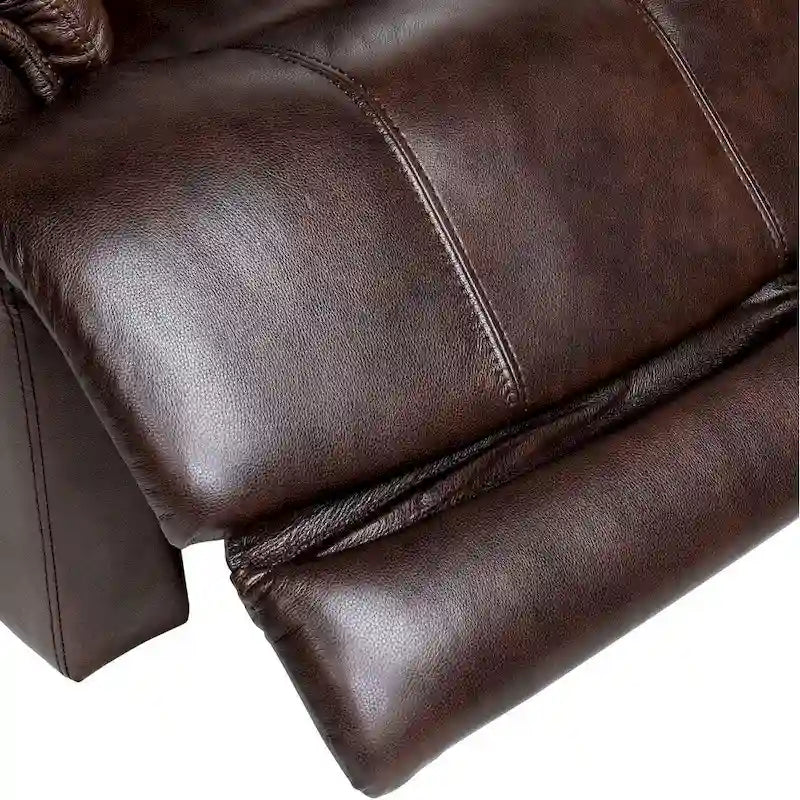 Sillón Reclinable Eléctrico de Gravedad Cero de Cuero Genuino con Reposacabezas Ajustable y Carga USB