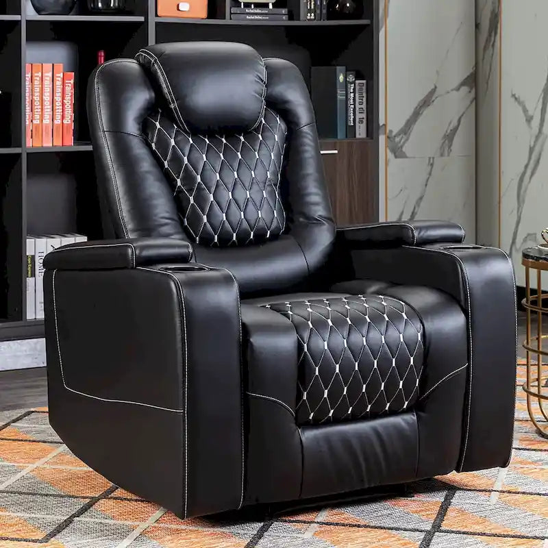 Sofá reclinable individual mullido eléctrico para cine en casa con almacenamiento oculto en el brazo