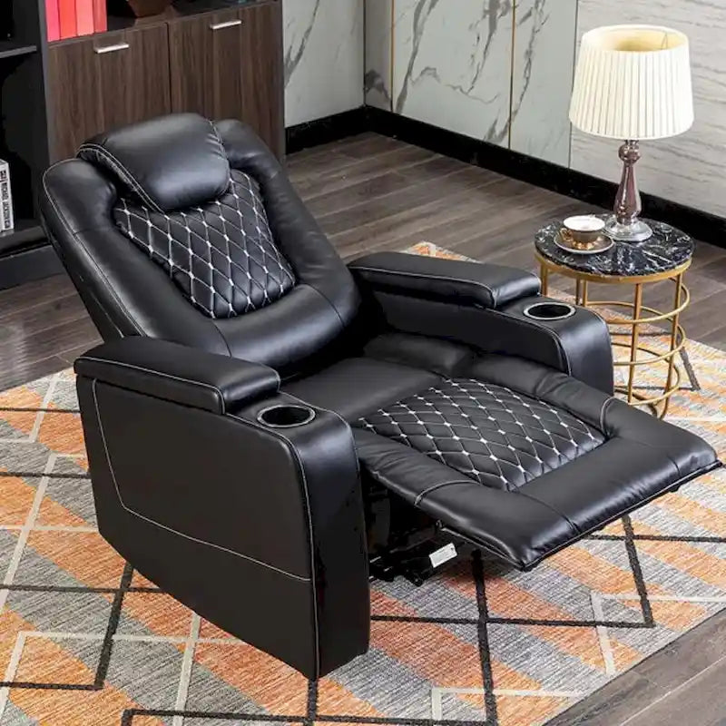 Sofá reclinable individual mullido eléctrico para cine en casa con almacenamiento oculto en el brazo