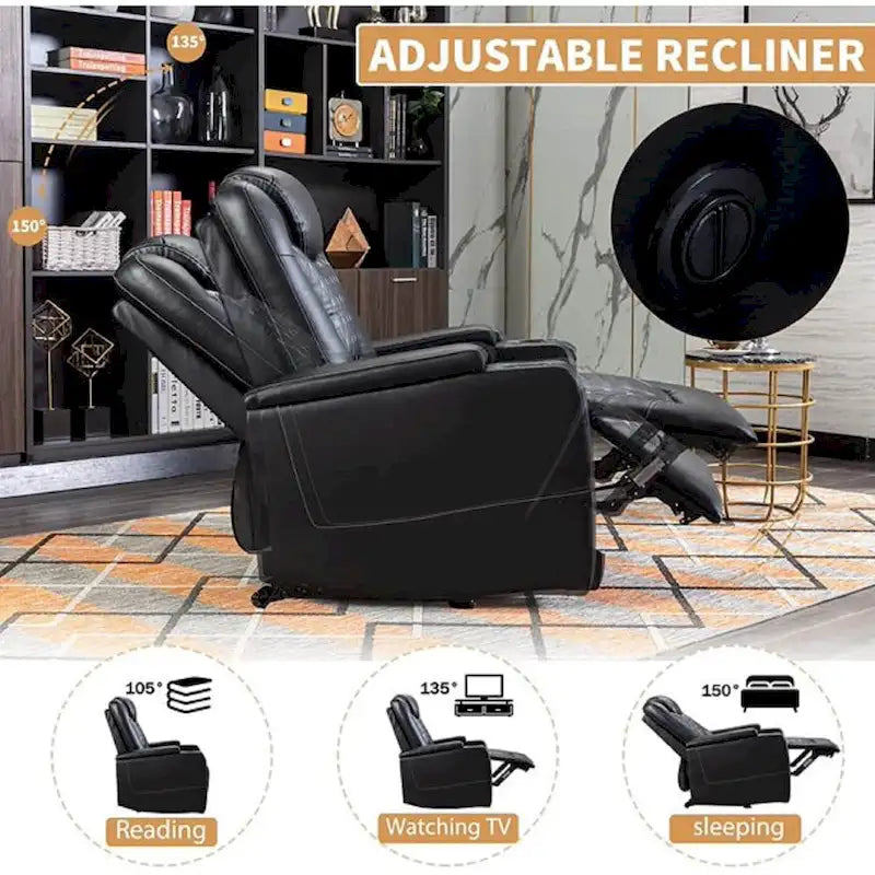 Sofá reclinable individual mullido eléctrico para cine en casa con almacenamiento oculto en el brazo