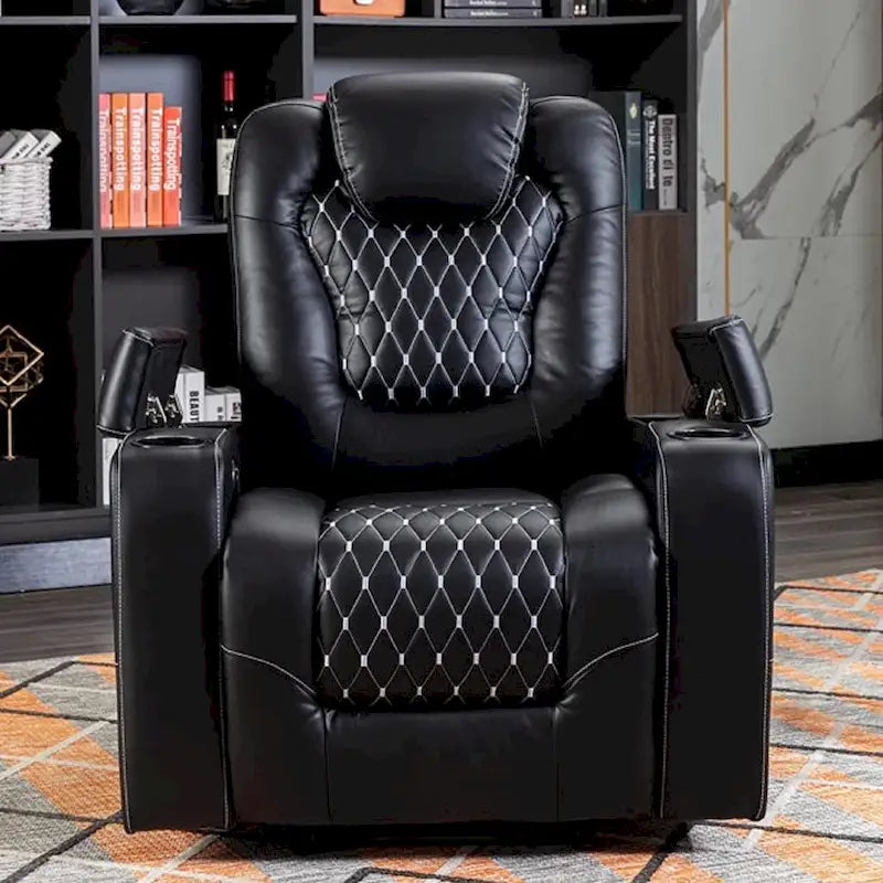 Sofá reclinable individual mullido eléctrico para cine en casa con almacenamiento oculto en el brazo