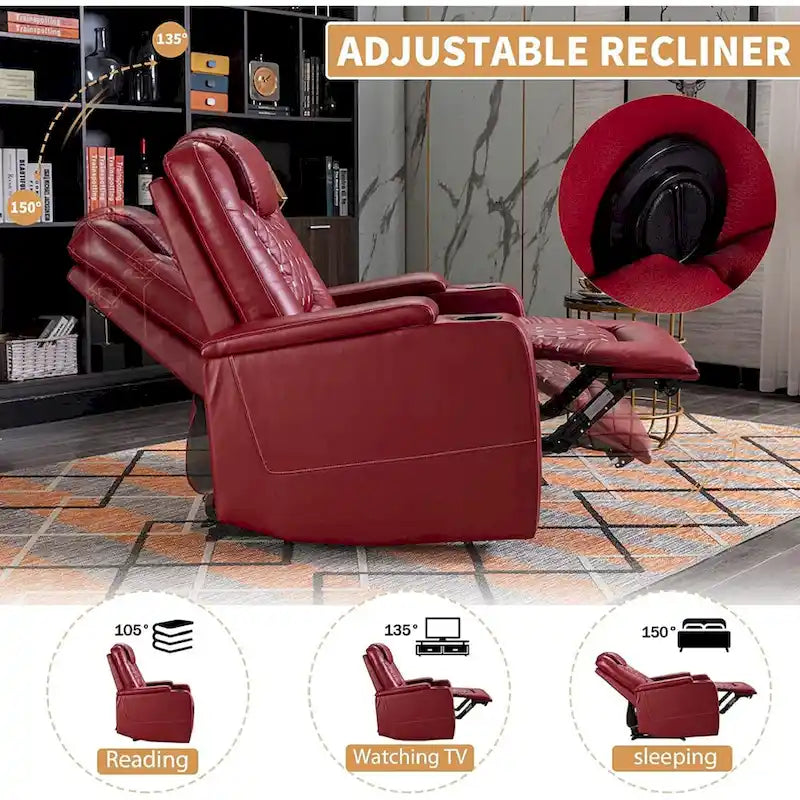 Sofá reclinable individual mullido eléctrico para cine en casa con almacenamiento oculto en el brazo