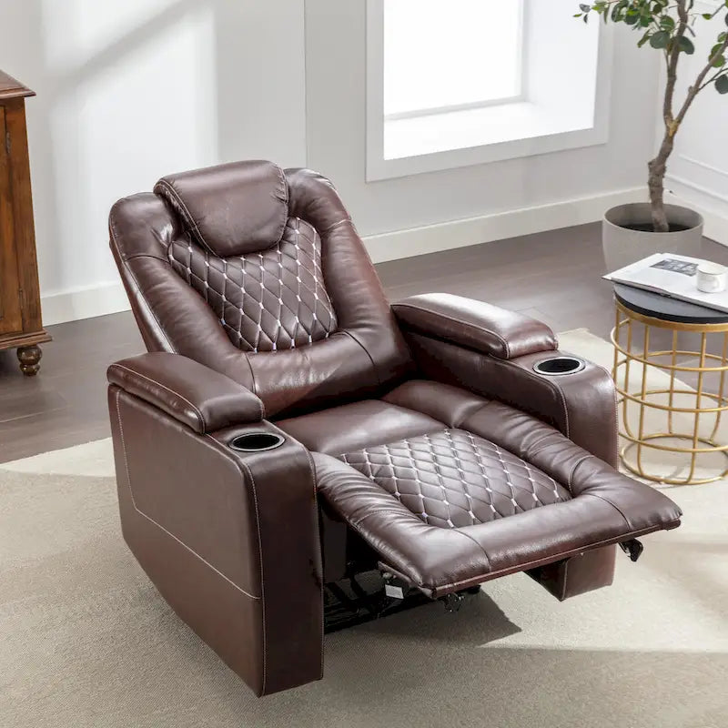 Sofá reclinable individual mullido eléctrico para cine en casa con almacenamiento oculto en el brazo