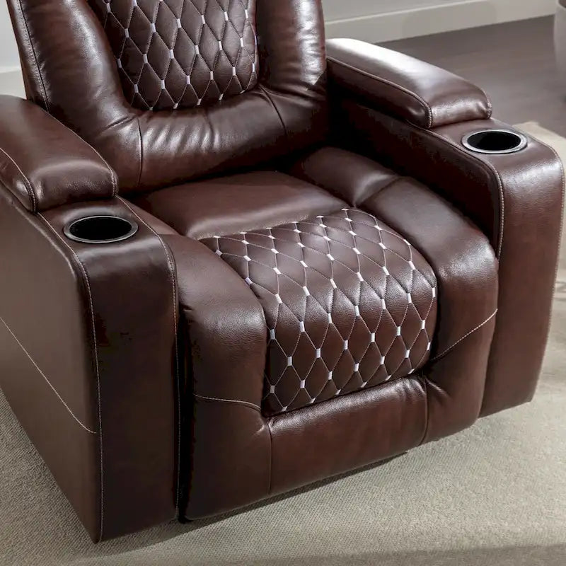 Sofá reclinable individual mullido eléctrico para cine en casa con almacenamiento oculto en el brazo