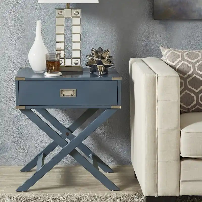 Mesa auxiliar de madera X-Base con cajón