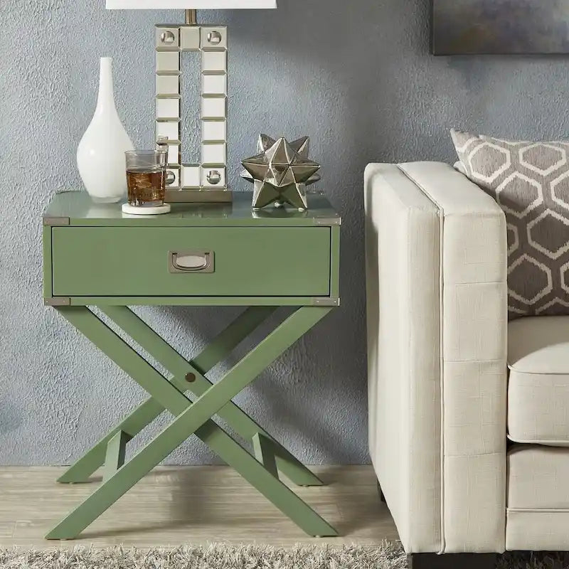 Mesa auxiliar de madera X-Base con cajón