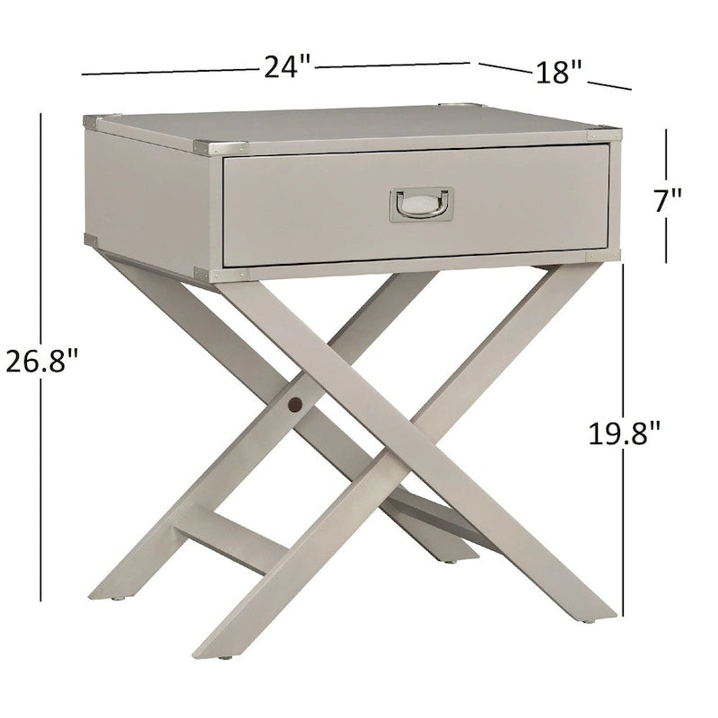 Mesa auxiliar de madera X-Base con cajón
