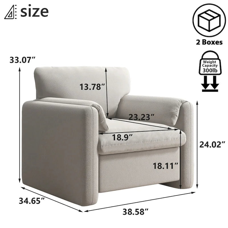 Sillón decorativo tapizado – Asiento individual