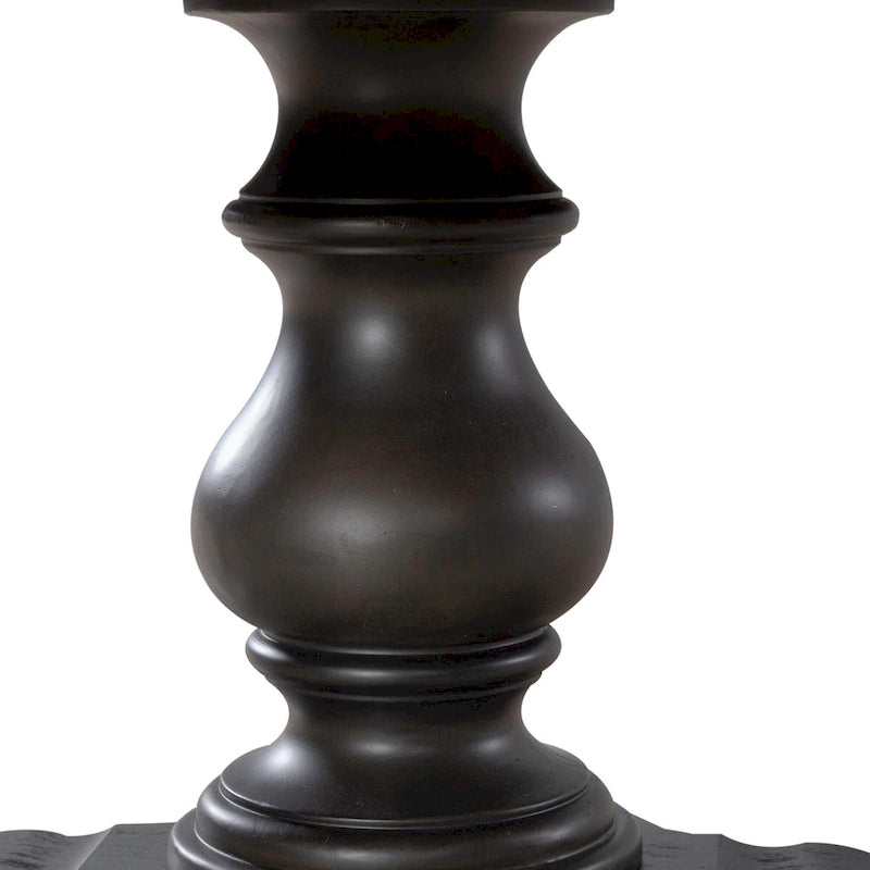 Mesa de comedor redonda con pedestal y tablero de chapa de roble con diseño de estrella