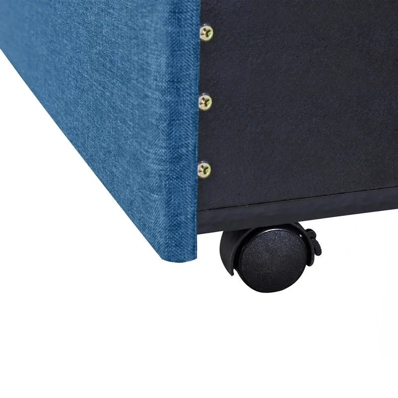 Cama Queen con Plataforma, Cajones de Almacenamiento y Cabecera Tapizada en Lino