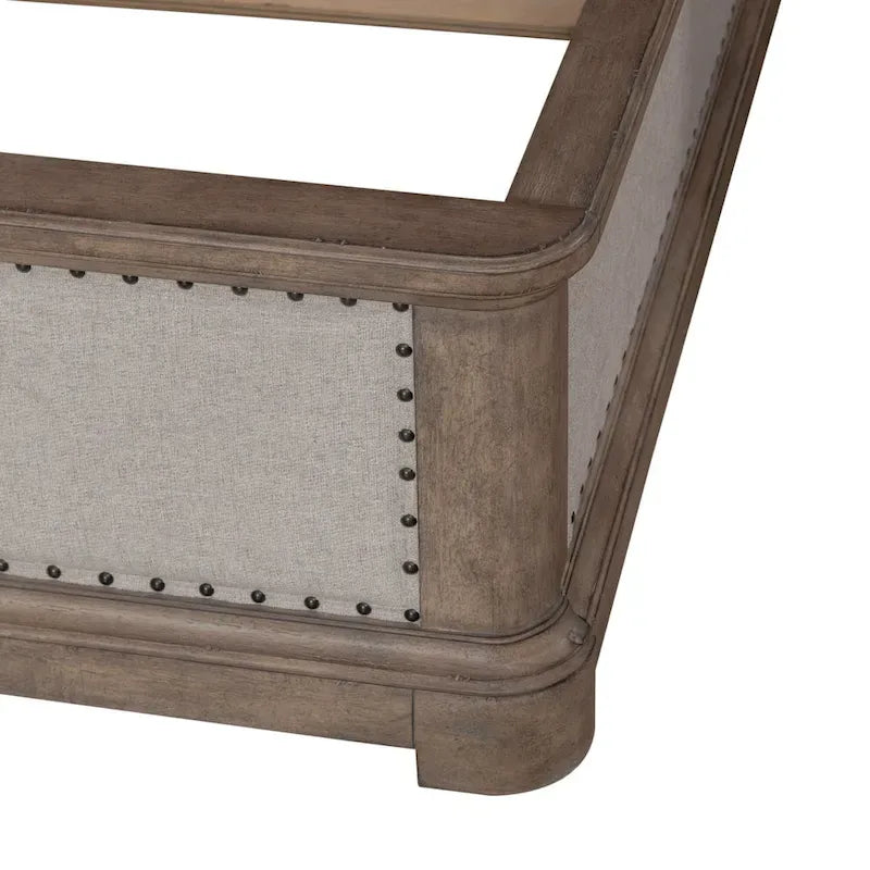 Cama tapizada Dusty Taupe con cabecero tipo biombo