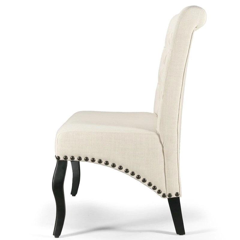 Alisa Banco Settee Banqueta Tapizado Beige con Botones Capitonnés
