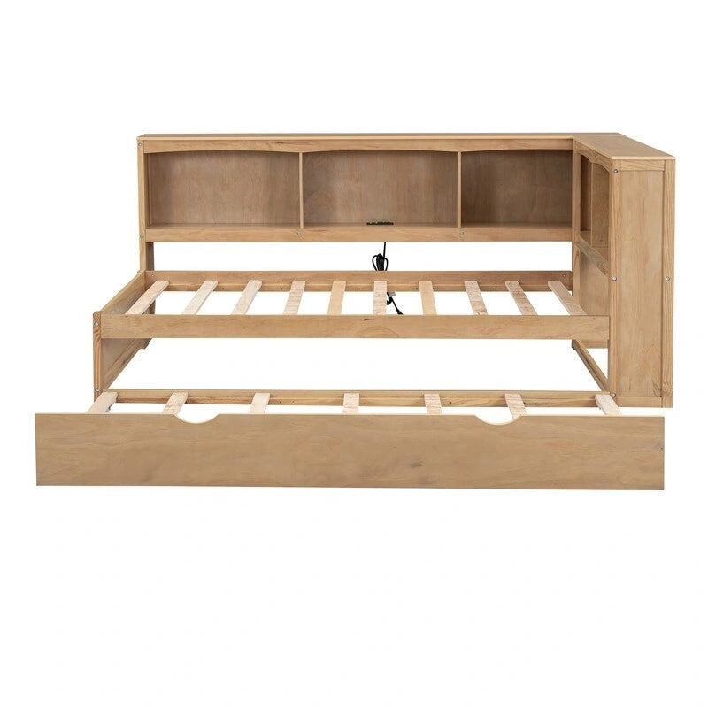 Sofá cama individual con nido, gabinetes de almacenamiento y puertos de carga USB
