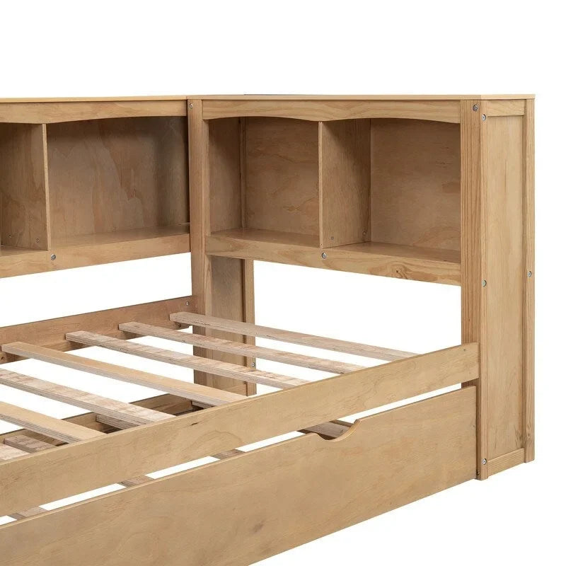 Sofá cama individual con nido, gabinetes de almacenamiento y puertos de carga USB