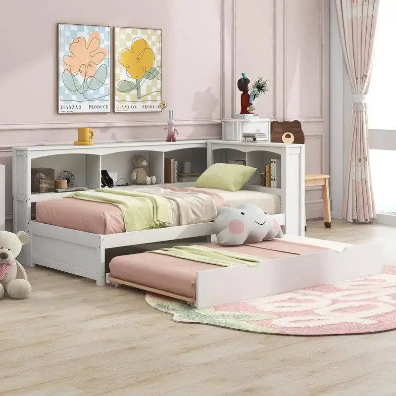 Sofá cama individual con nido, gabinetes de almacenamiento y puertos de carga USB