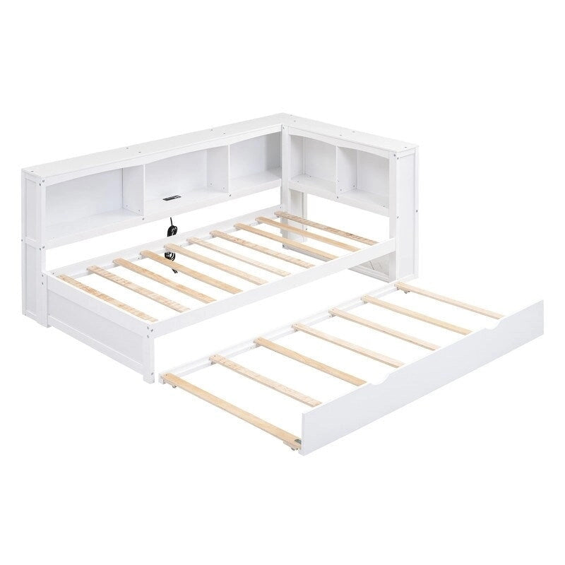 Sofá cama individual con nido, gabinetes de almacenamiento y puertos de carga USB