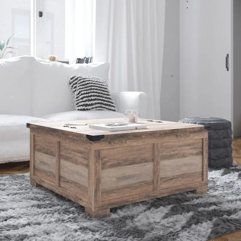 Mesa de centro elevable con almacenamiento y compartimentos con bisagras