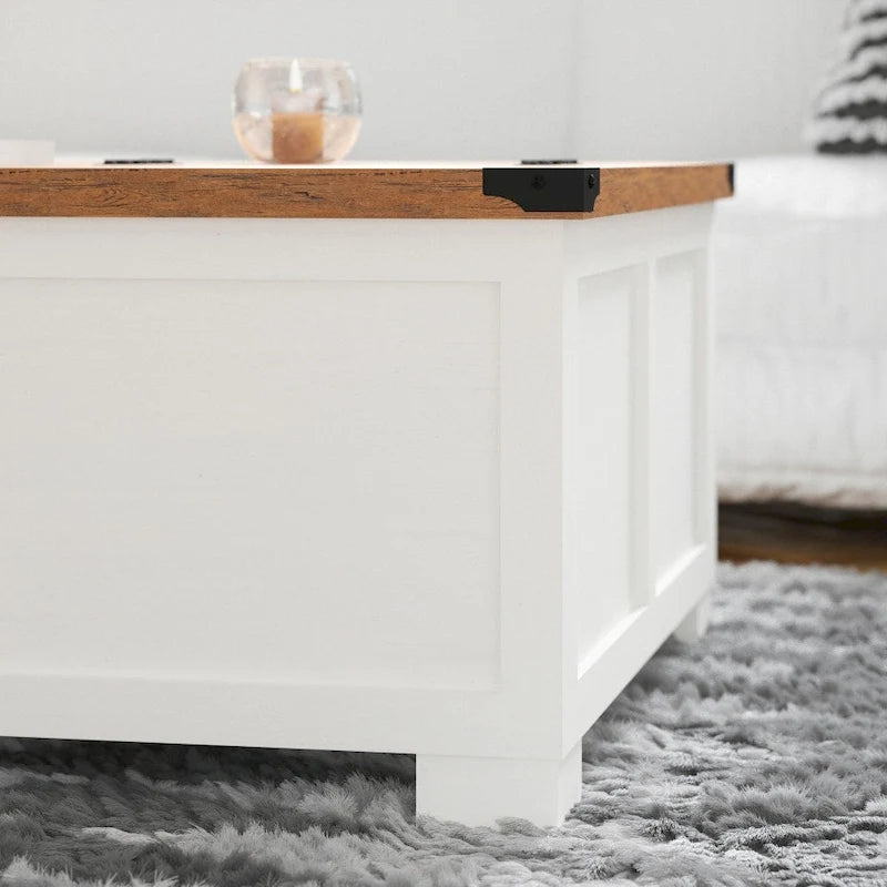 Mesa de centro elevable con almacenamiento y compartimentos con bisagras