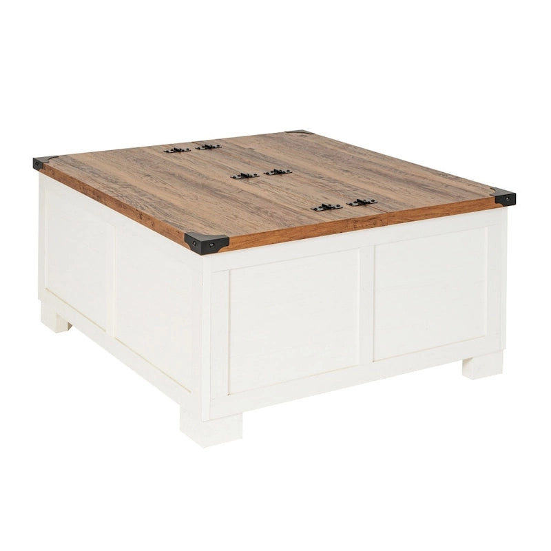 Mesa de centro elevable con almacenamiento y compartimentos con bisagras
