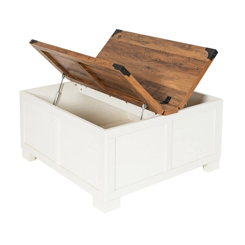 Mesa de centro elevable con almacenamiento y compartimentos con bisagras