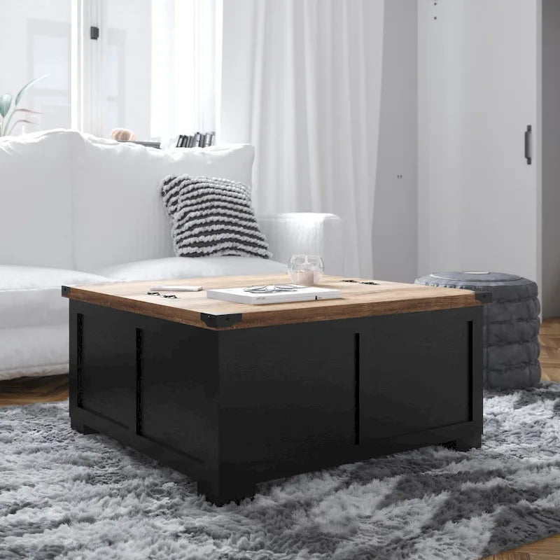 Mesa de centro elevable con almacenamiento y compartimentos con bisagras