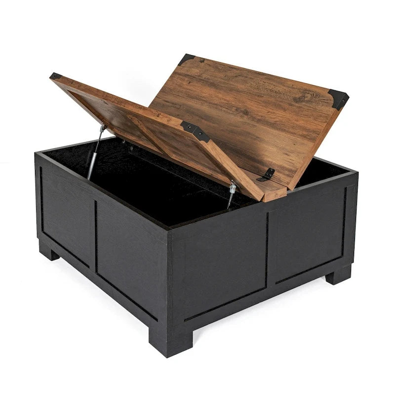 Mesa de centro elevable con almacenamiento y compartimentos con bisagras