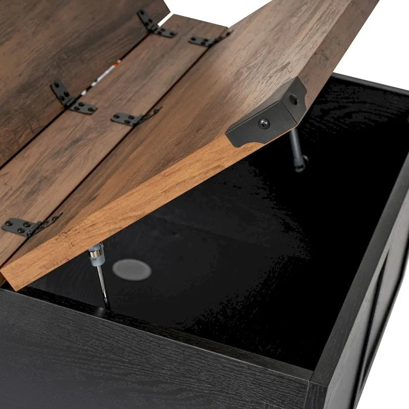 Mesa de centro elevable con almacenamiento y compartimentos con bisagras
